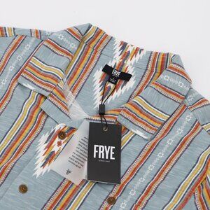 NWT FRYE Men's Slate Stripe Aztec Short Sleeve Knit Shirt Size L